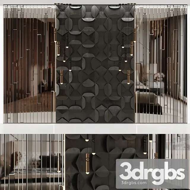 Volumetric Wall Panel Mid Century Modern Black 3D Model Free