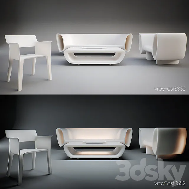 Vondom - Bum Bum Furniture Set and Pedrera Chair 3DModel