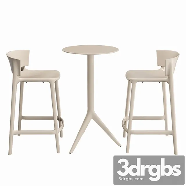 Vondom Mari Sol Table And Africa Bar Stool 3D Model Free