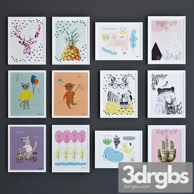 Vox paintings set for kids 3D Model Free