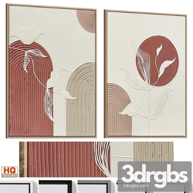 Wabi Sabi Relief Plaster Wall Art C 916 3D Model Free