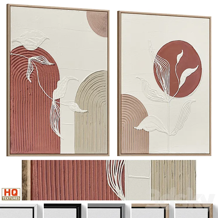 Wabi-Sabi Relief Plaster Wall Art C-916 3D Model Free