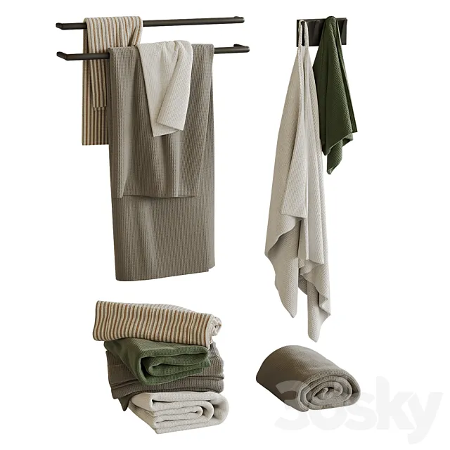 Waffle towels 2 3D Model