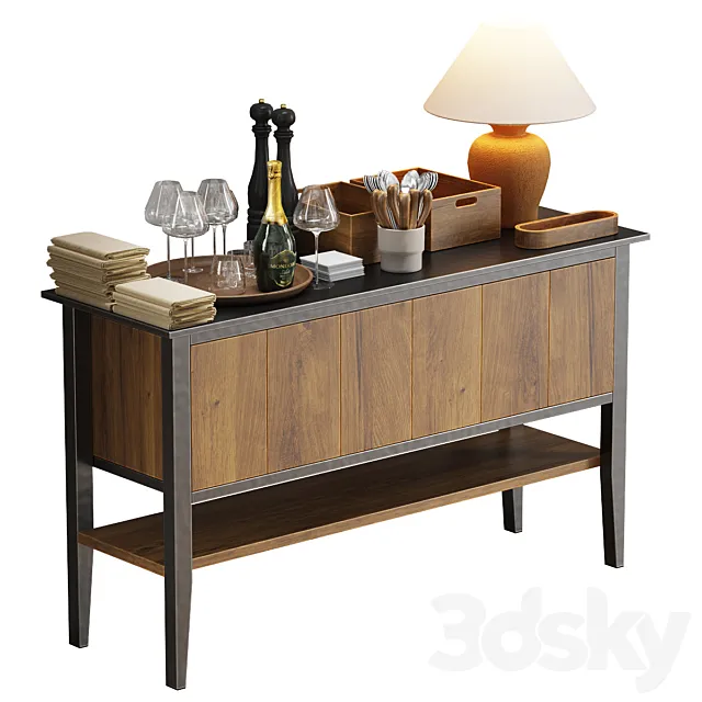 Waiter station with items 3D Model