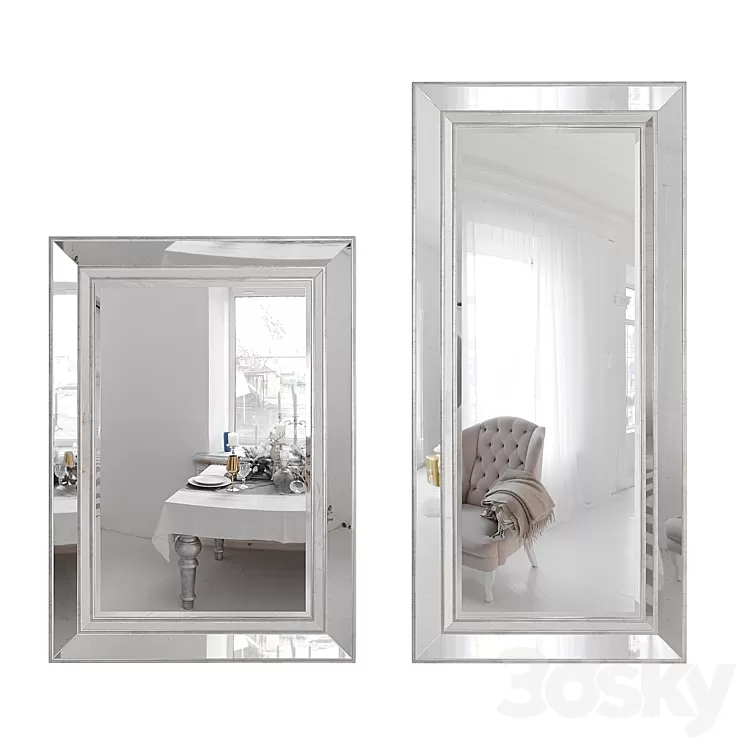 Wall and floor mirror Marlena Antiqued Glass Frame Mirror by Pottery Barn 3D Model Free