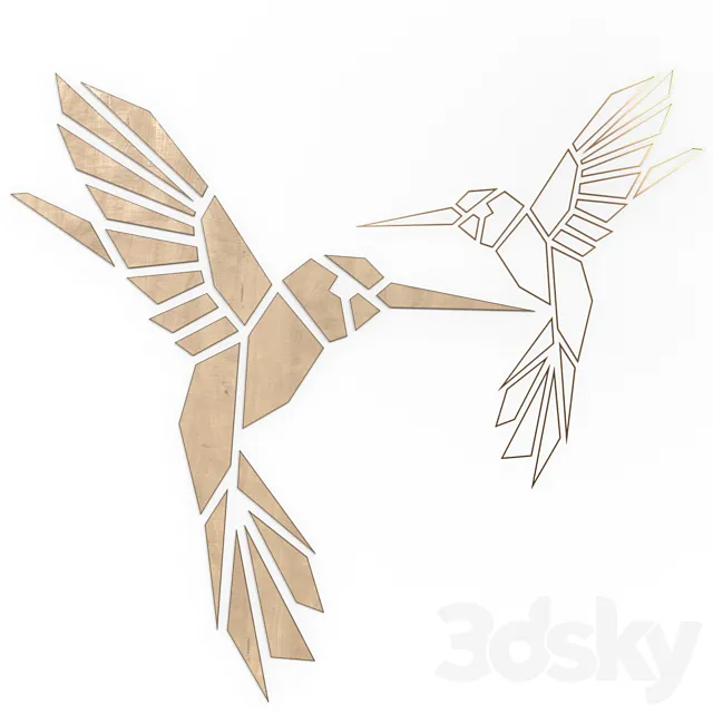 Wall Art Geometric Hummingbird 3D Model