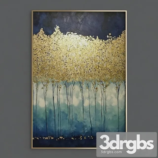 Wall Art Gold Painting 3D Model Free