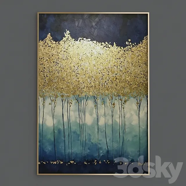 Wall Art Gold Painting 3D Model