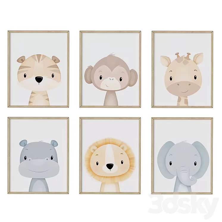 wall art Set of nursery 03 3D Model