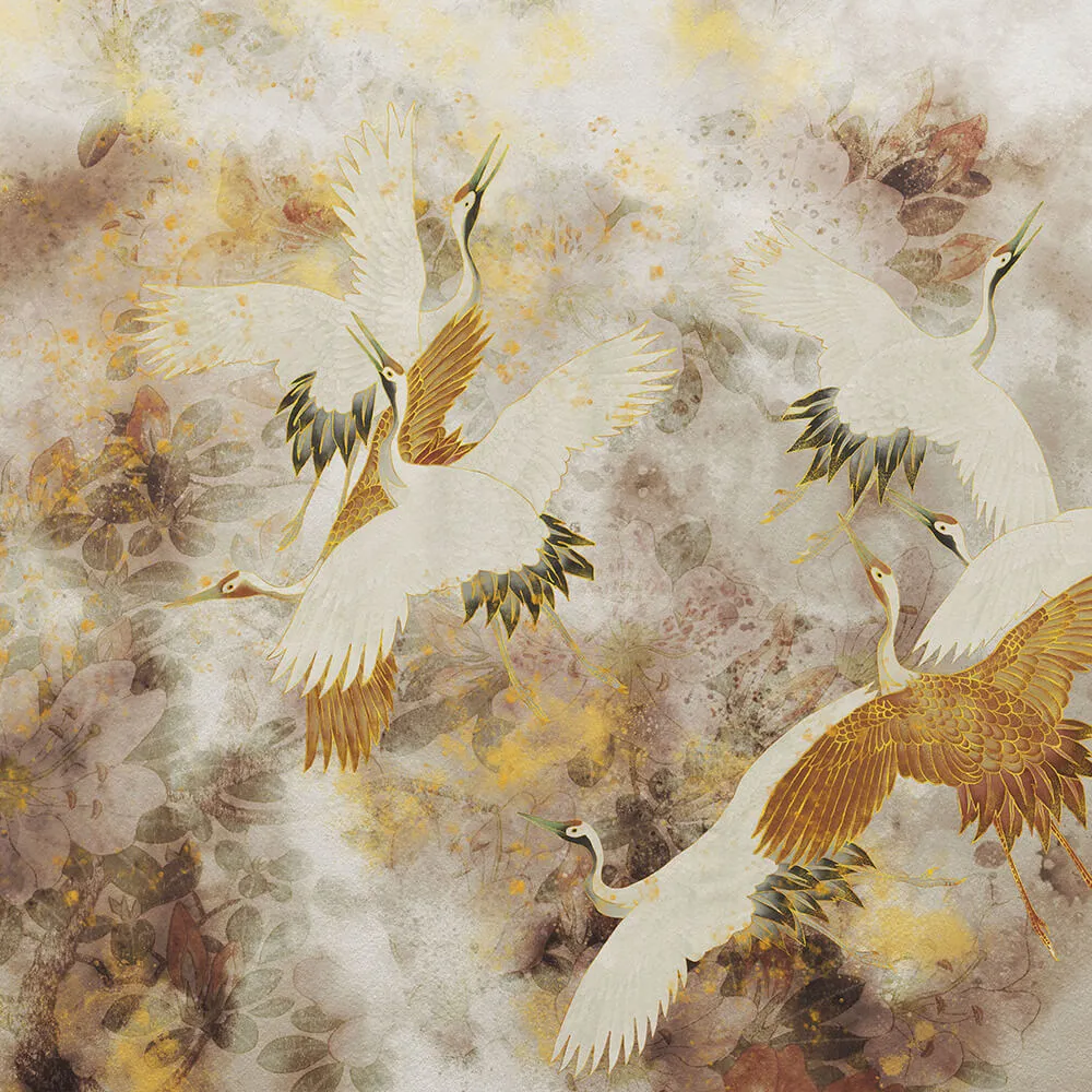 Wall Art - Wallpaper Beige Tsuru 3D Model