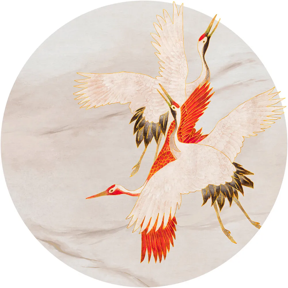 Wall Art - Wallpaper Creamy Tsuru  round 3D Model