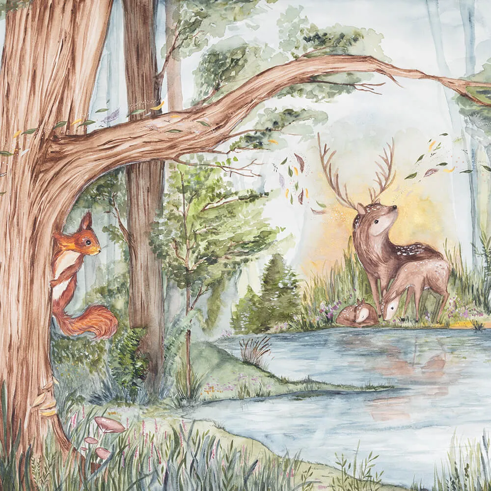 Wall Art - Wallpaper Deer Friends 3D Model