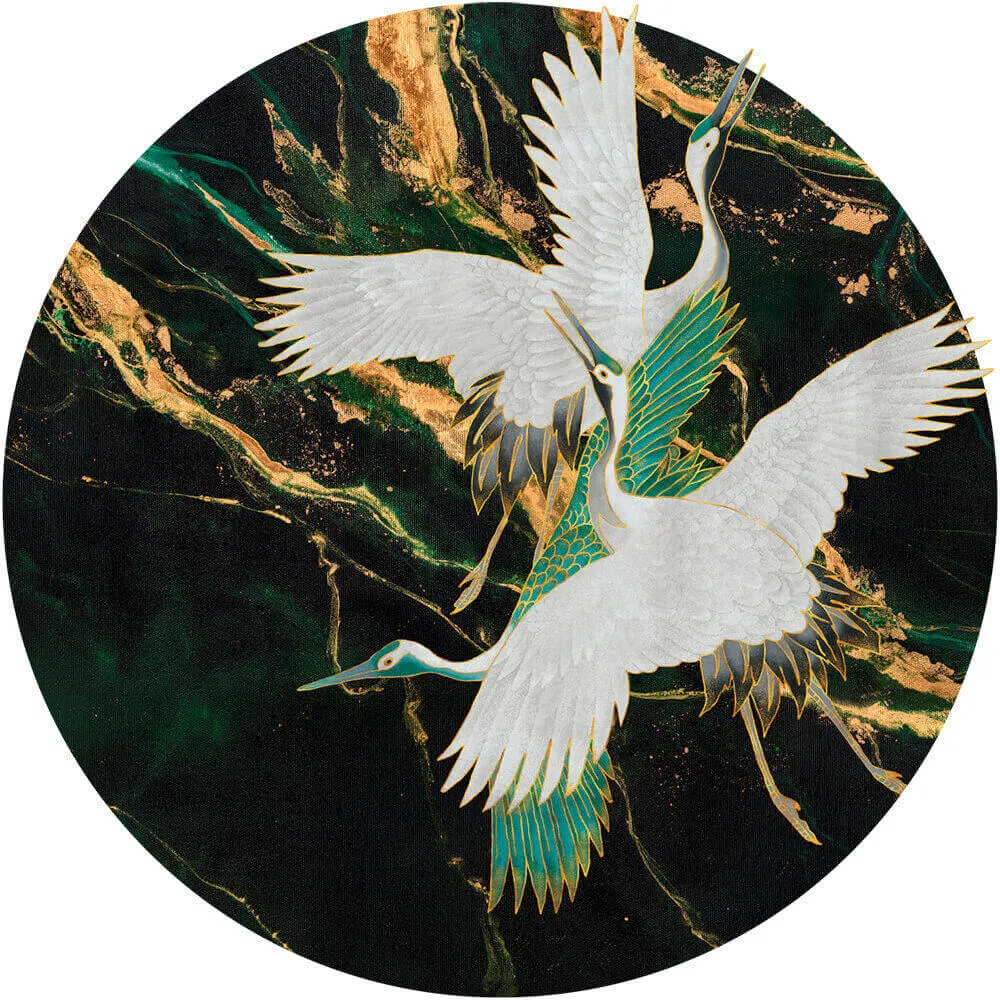 Wall Art - Wallpaper Emerald Tsuru round 3D Model