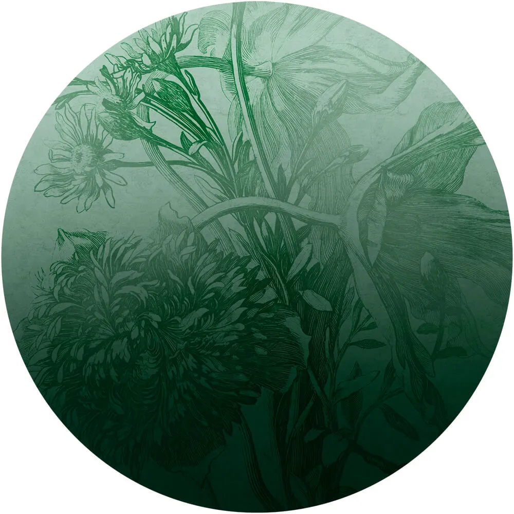 Wall Art - Wallpaper Green Ombre Flower round 3D Model