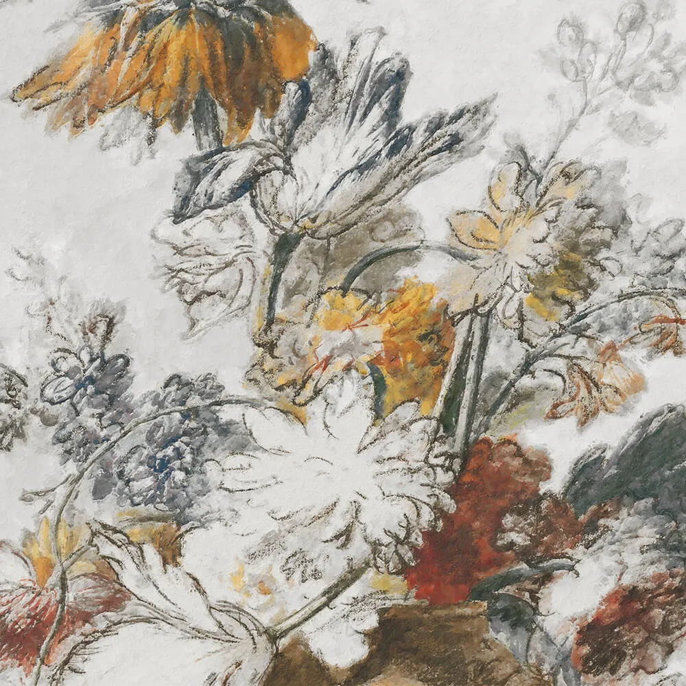 Wall Art - Wallpaper Grey Classic Flower 3D Model