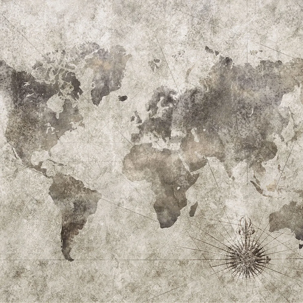 Wall Art - Wallpaper Grunge World Map 3D Model
