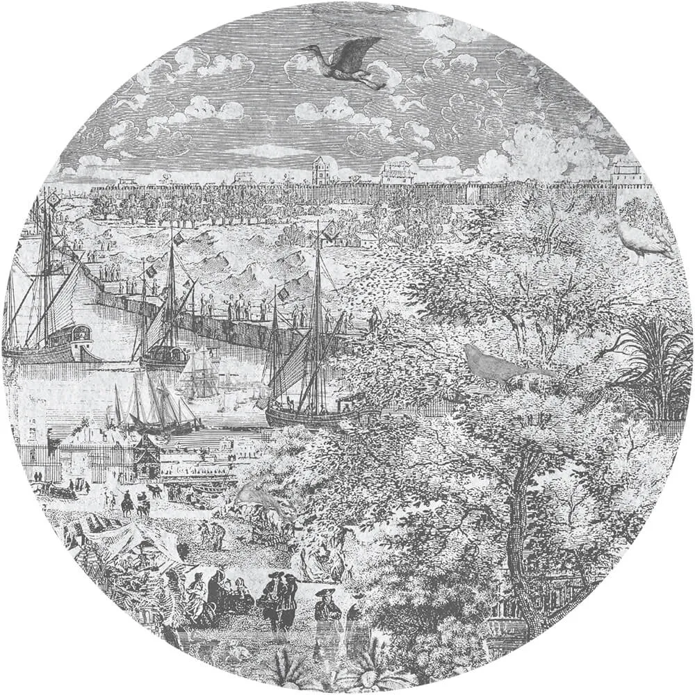 Wall Art - Wallpaper Gulliver Grey 2 round 3D Model