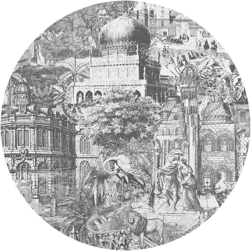 Wall Art - Wallpaper Gulliver Grey round 3D Model