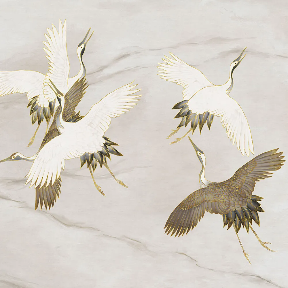 Wall Art - Wallpaper Ivory Tsuru 3D Model