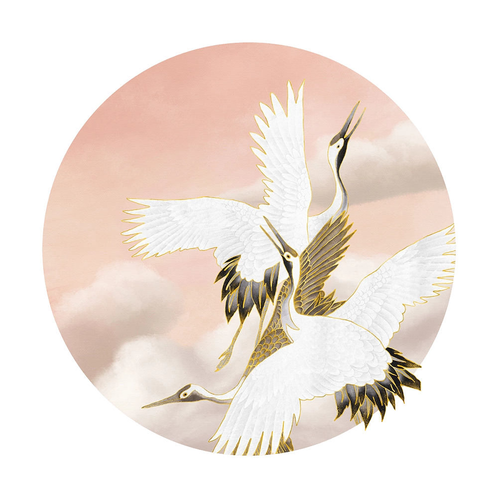 Wall Art - Wallpaper Taupe Tsuru round 3D Model