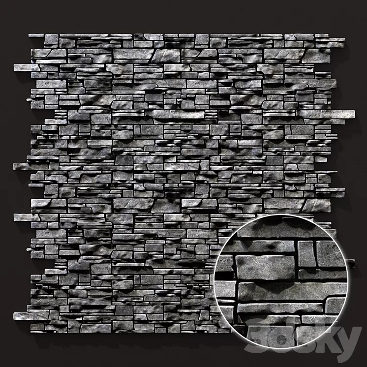 Wall clincer brick rock n3 / Wall clinker rock 3D Model