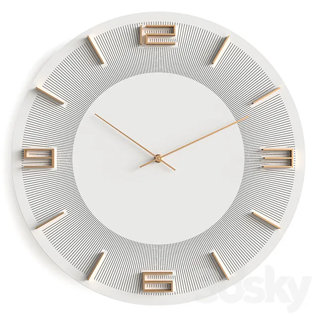 Wall clock KARE Leonardo White _ Gold 3D Model