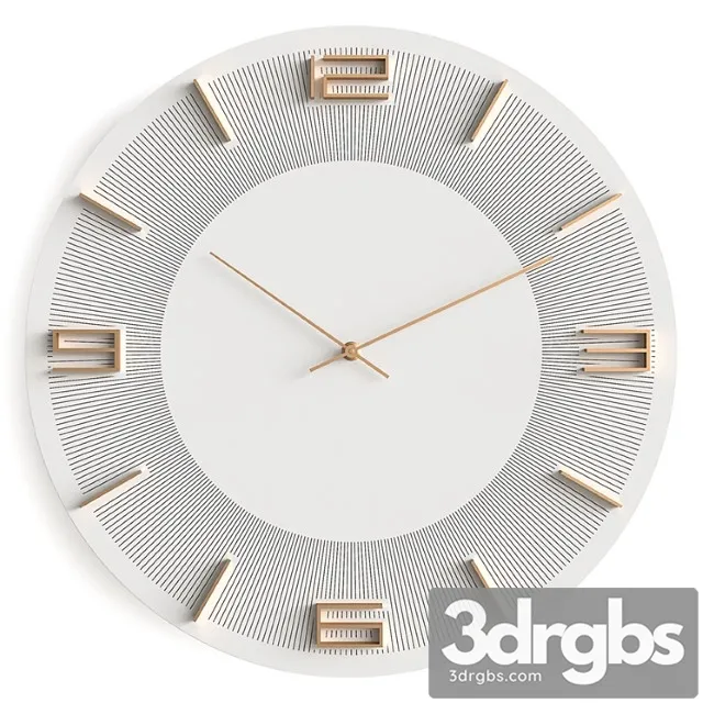 Wall Clock Kare Leonardo White Gold 3D Model Free