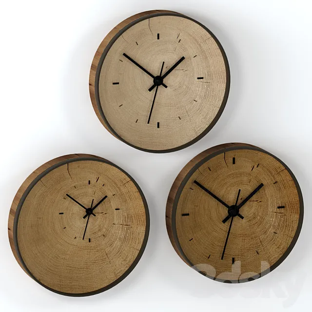 Wall clock made of slab. 3DModel