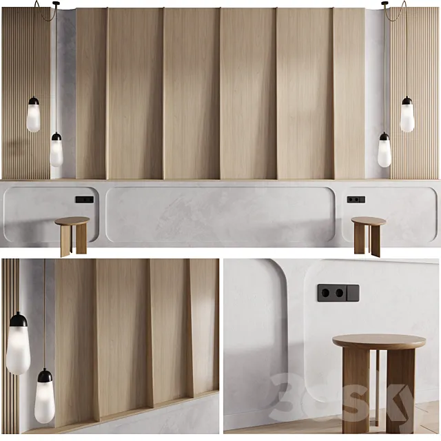 Wall composition Bedroom Headboard 002 3D Model