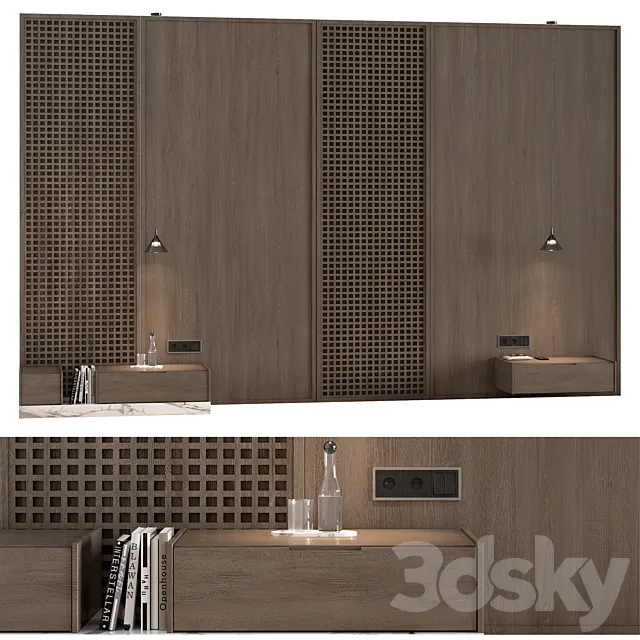 Wall composition bedroom headboard kit 03 3D Model