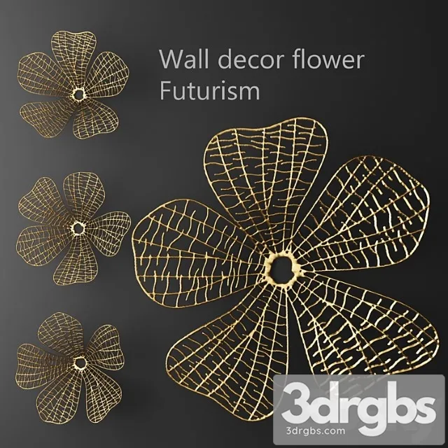Wall decor flower futurism luxury golden decor wall metal luxury abstraction flower picture art 3D Model Free
