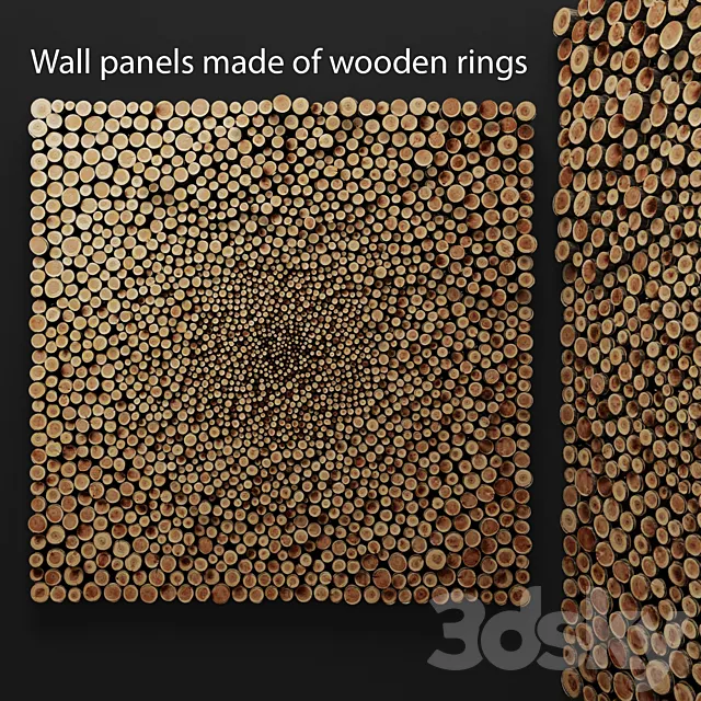 Wall decor of wooden rings. panel. wooden decor. disks. rings. cut. cut. picture. decorative wall. eco design. style 3DModel