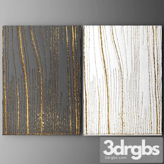Wall Decor Picture Gold Lux ​​Lukhuri Decor Art Contemporary Art Abstraction 3 3D Model Free