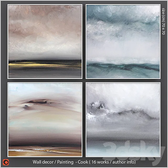 Wall decor - pictures set 12 3D Model