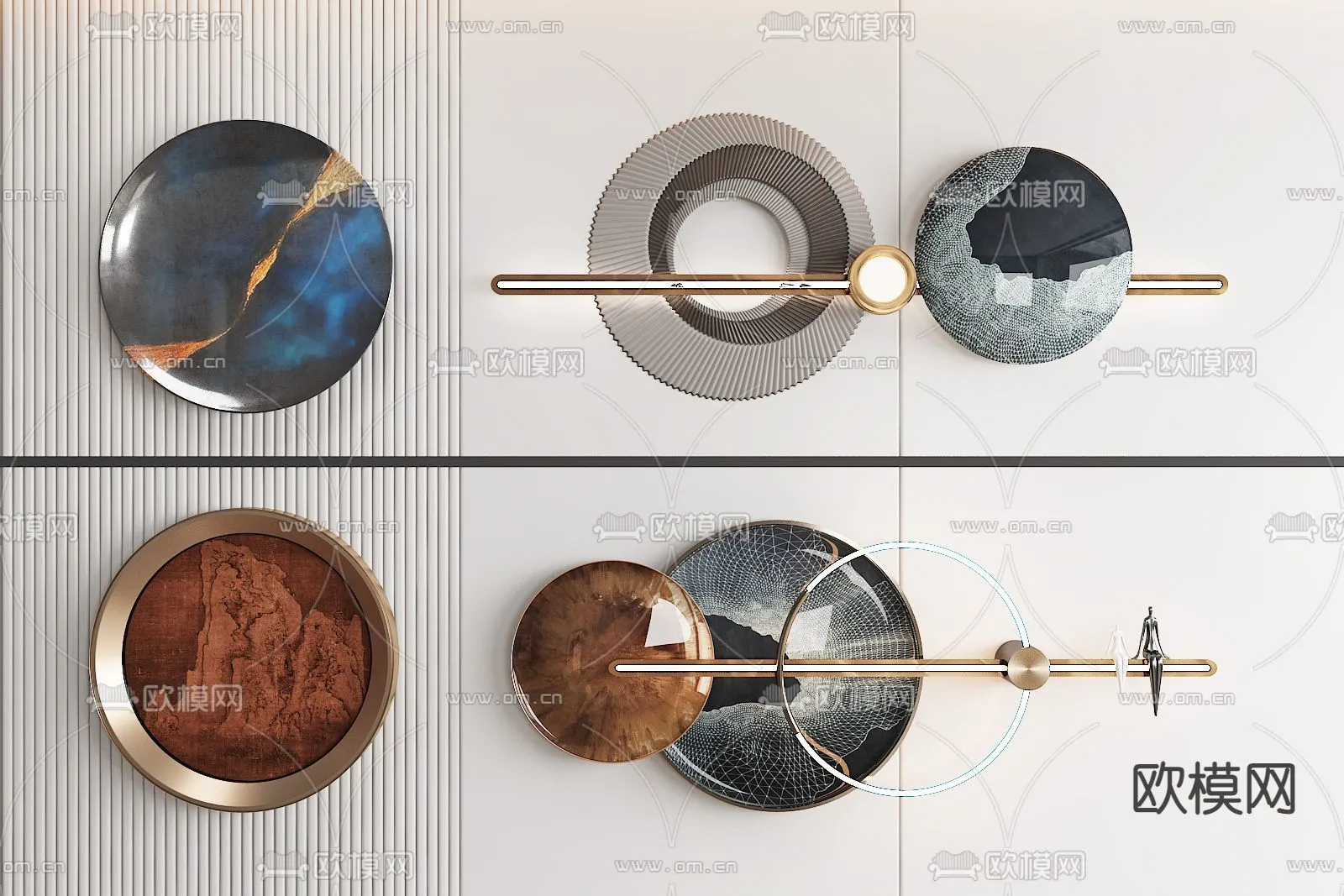 Wall Decoration 3D Models - Decor Sets - 010 - VRAY Render