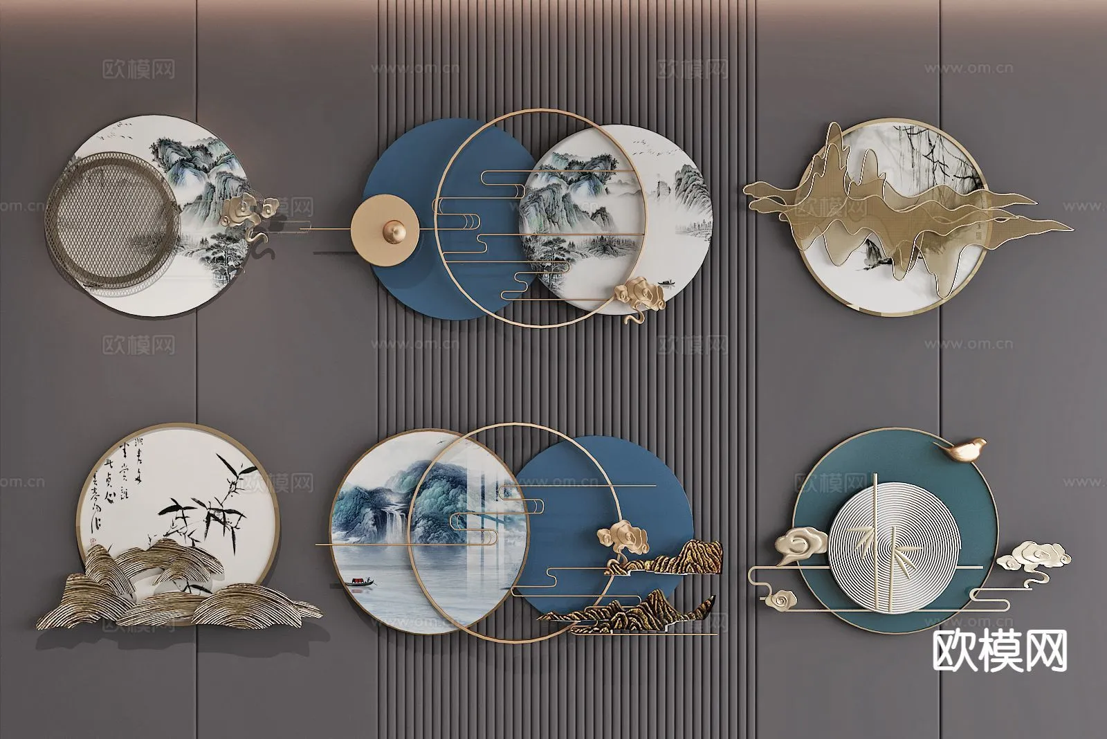 Wall Decoration 3D Models - Decor Sets - 016 - VRAY Render