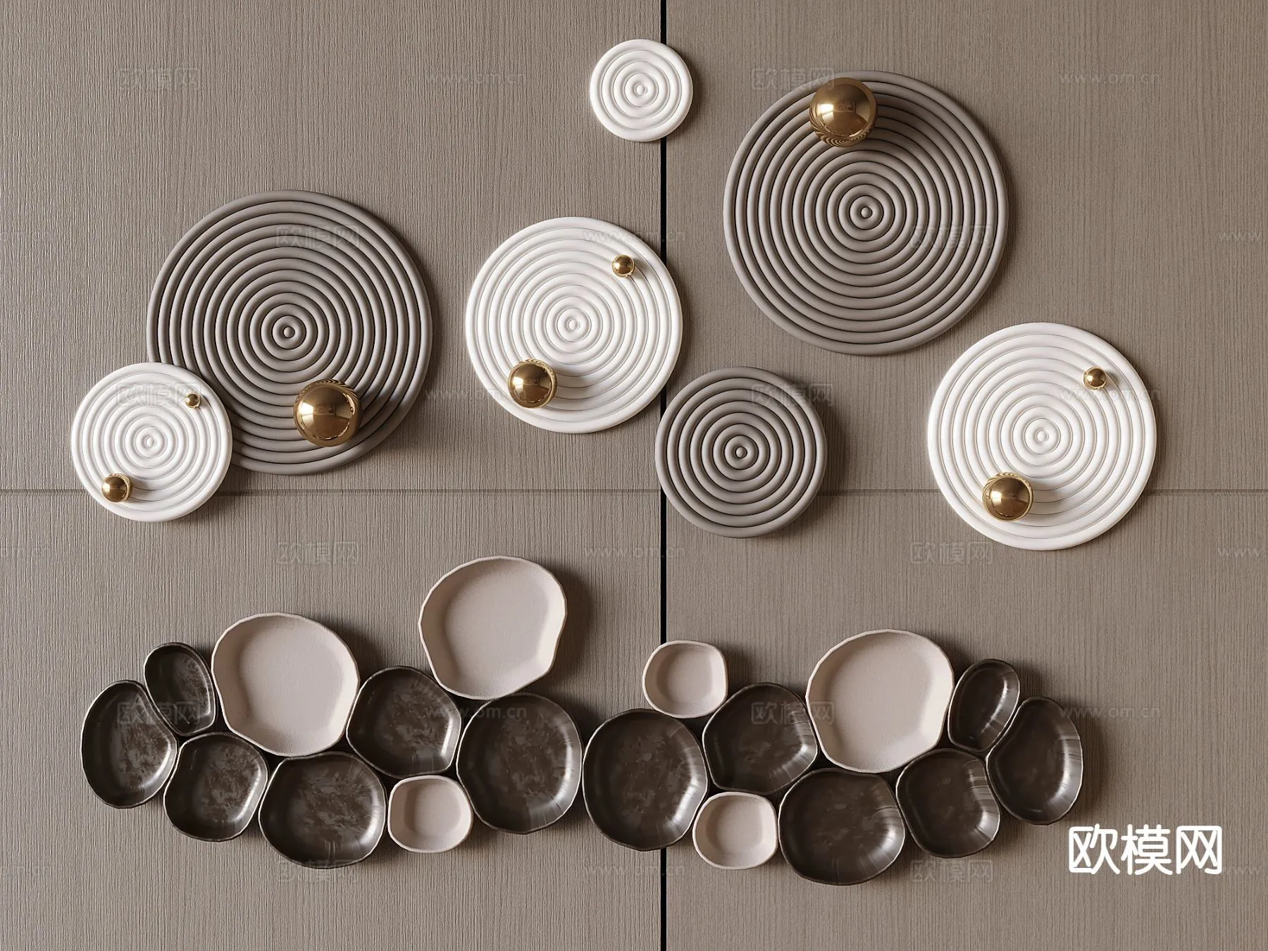 Wall Decoration 3D Models - Decor Sets - 019 - VRAY Render