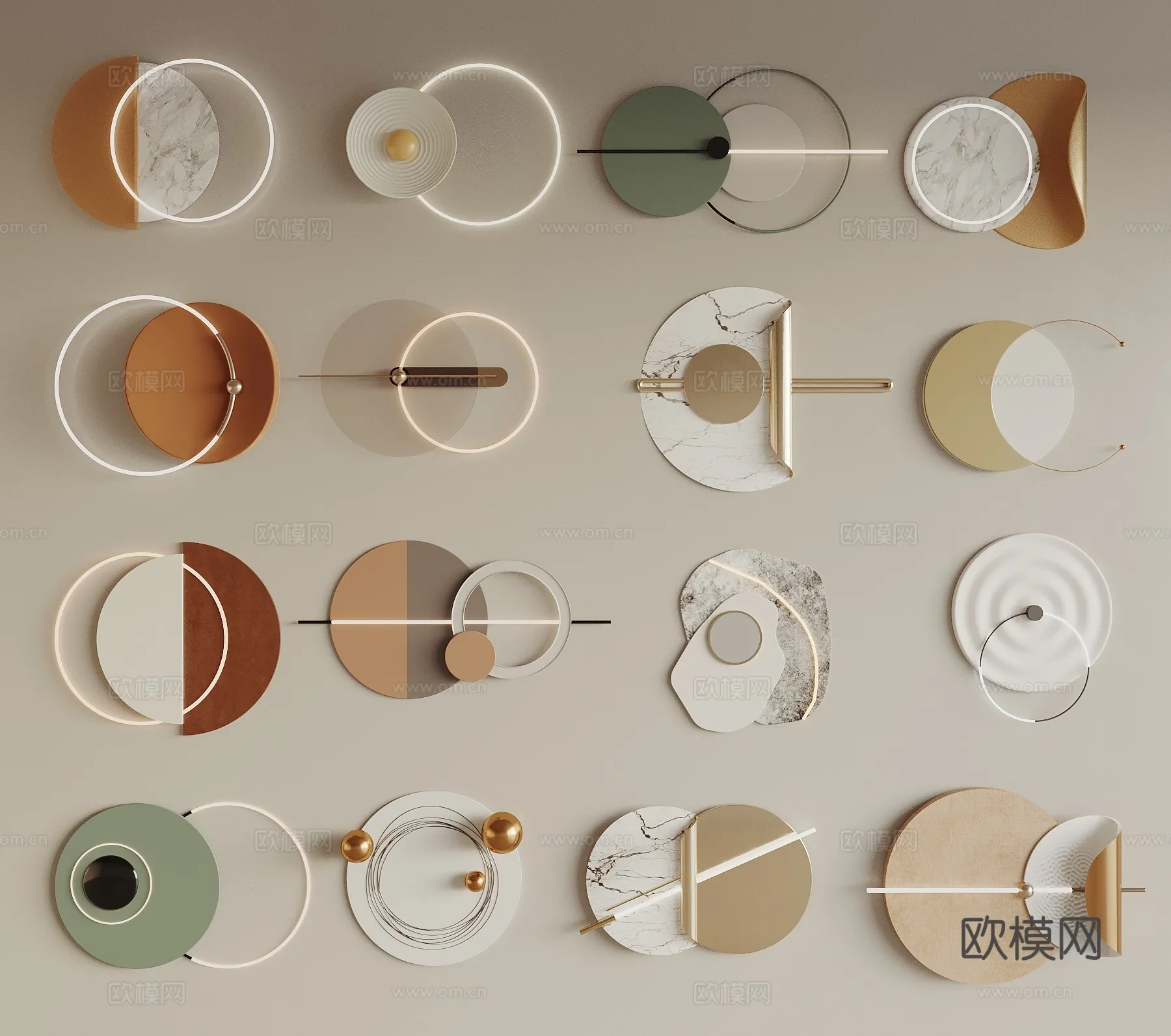 Wall Decoration 3D Models - Decor Sets - 025 - VRAY Render