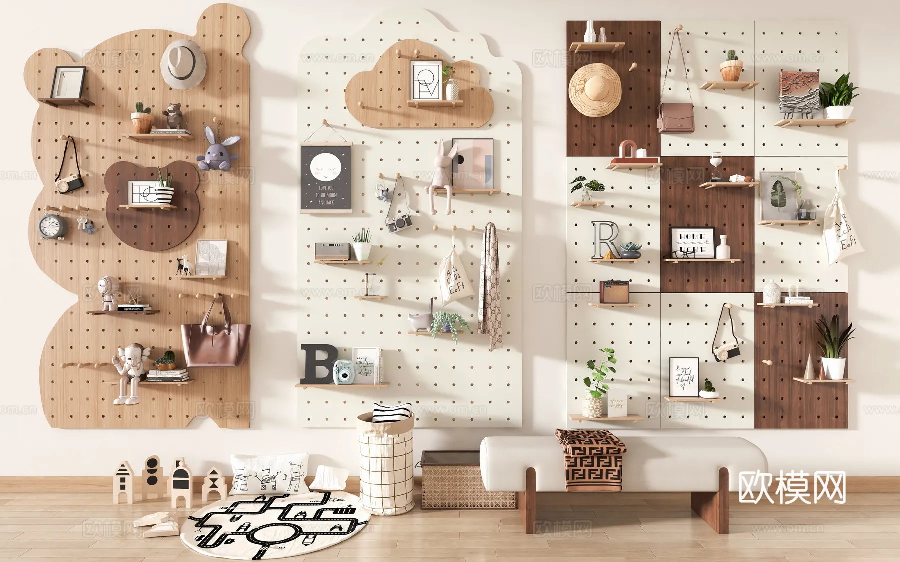 Wall Decoration 3D Models - Decor Sets - 039 - VRAY Render
