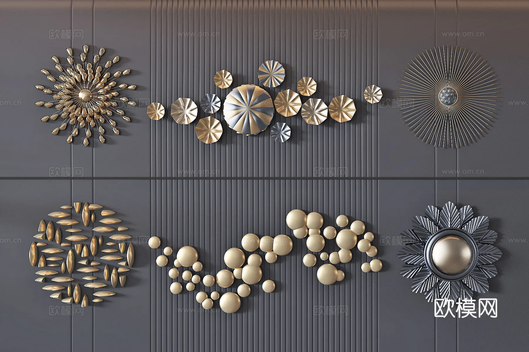 Wall Decoration 3D Models - Decor Sets - 045 - VRAY Render