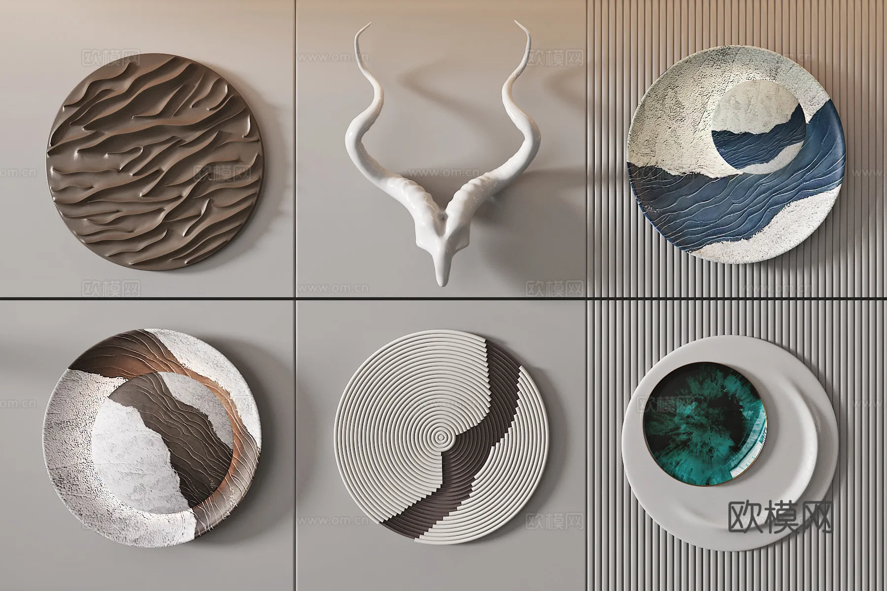 Wall Decoration 3D Models - Decor Sets - 047 - VRAY Render