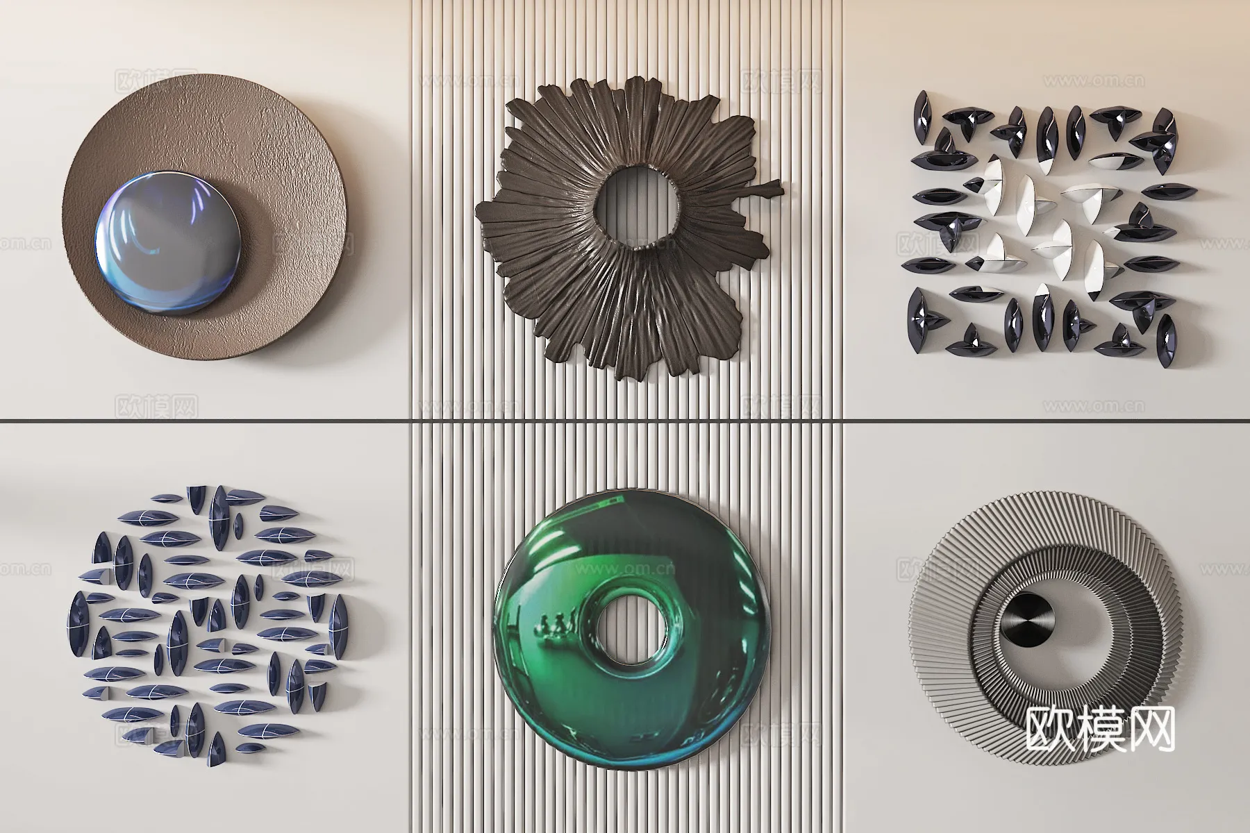 Wall Decoration 3D Models - Decor Sets - 048 - VRAY Render