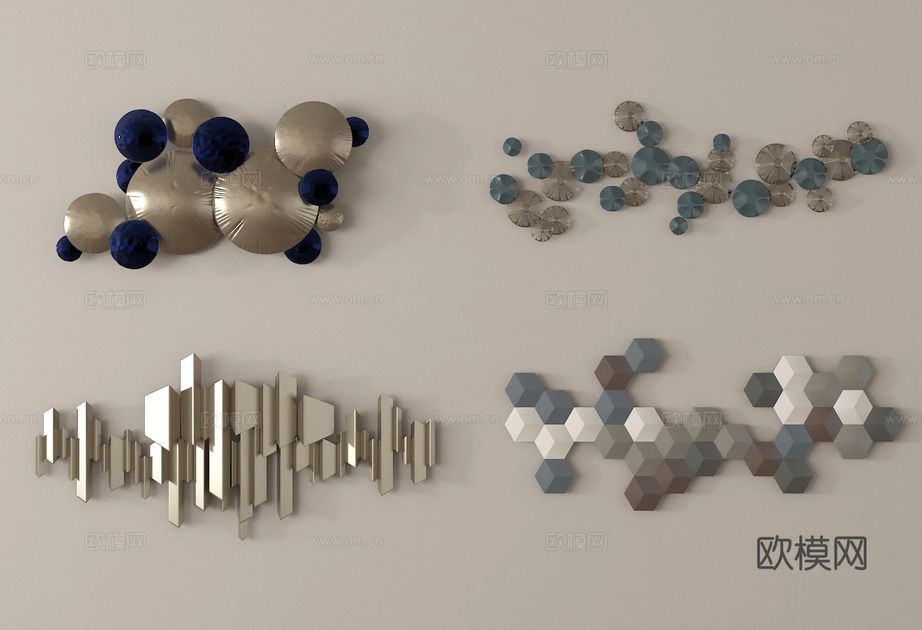 Wall Decoration 3D Models - Decor Sets - 050 - VRAY Render