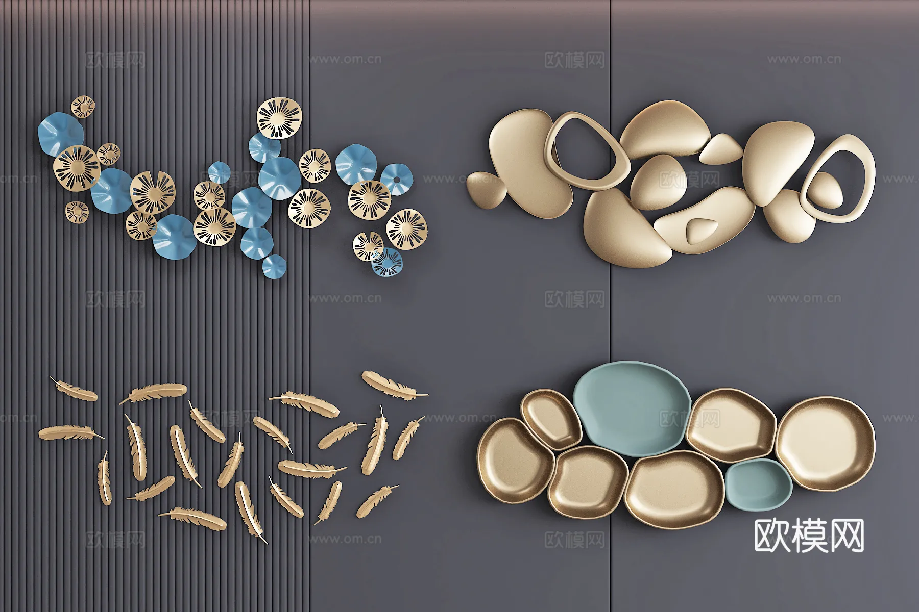 Wall Decoration 3D Models - Decor Sets - 064 - VRAY Render