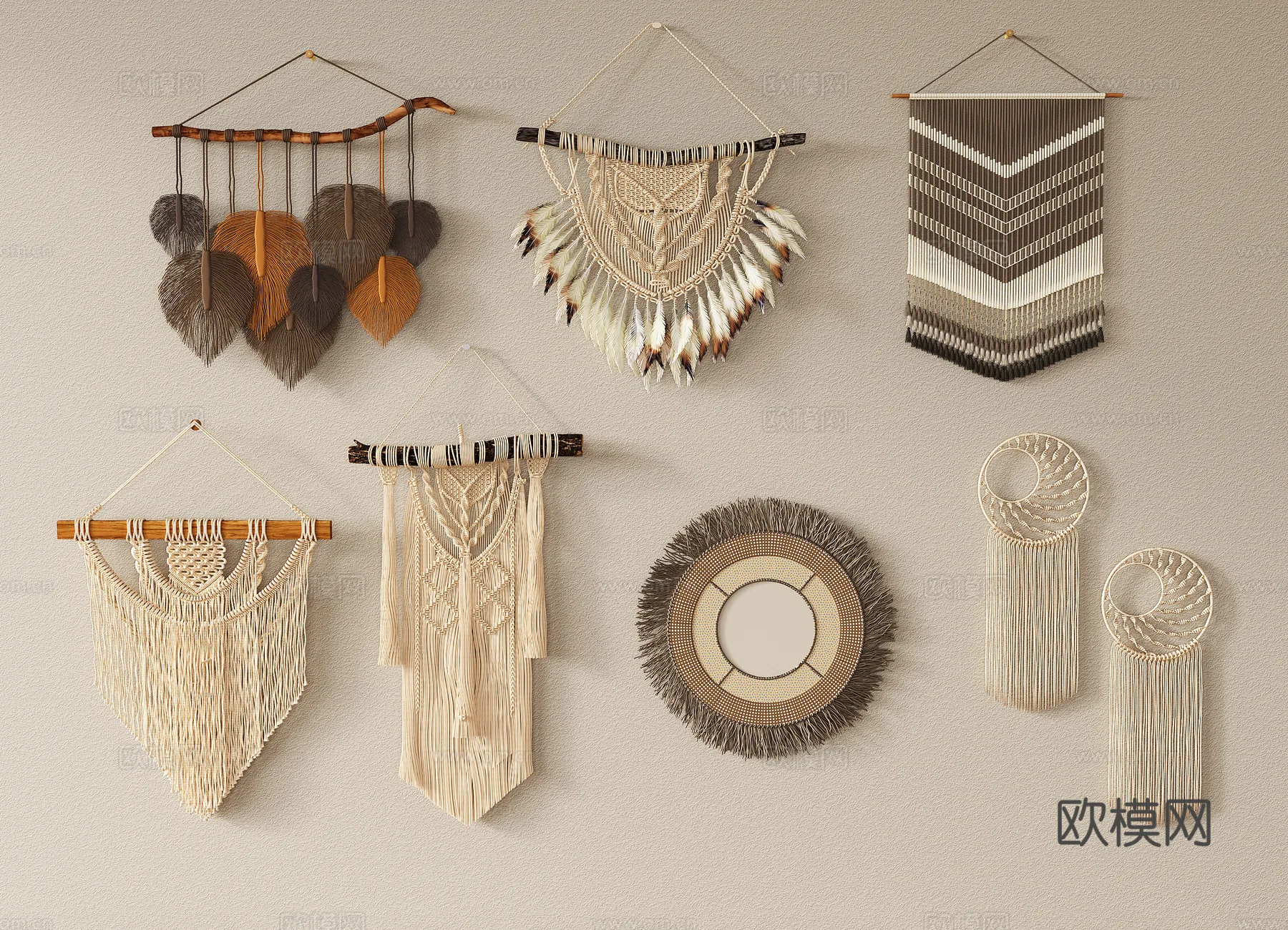 Wall Decoration 3D Models - Decor Sets - 066 - VRAY Render