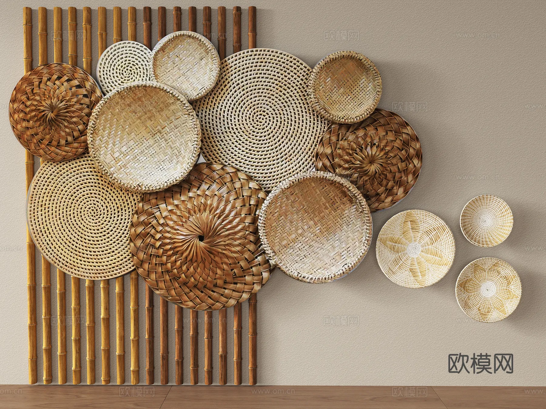 Wall Decoration 3D Models - Decor Sets - 068 - VRAY Render