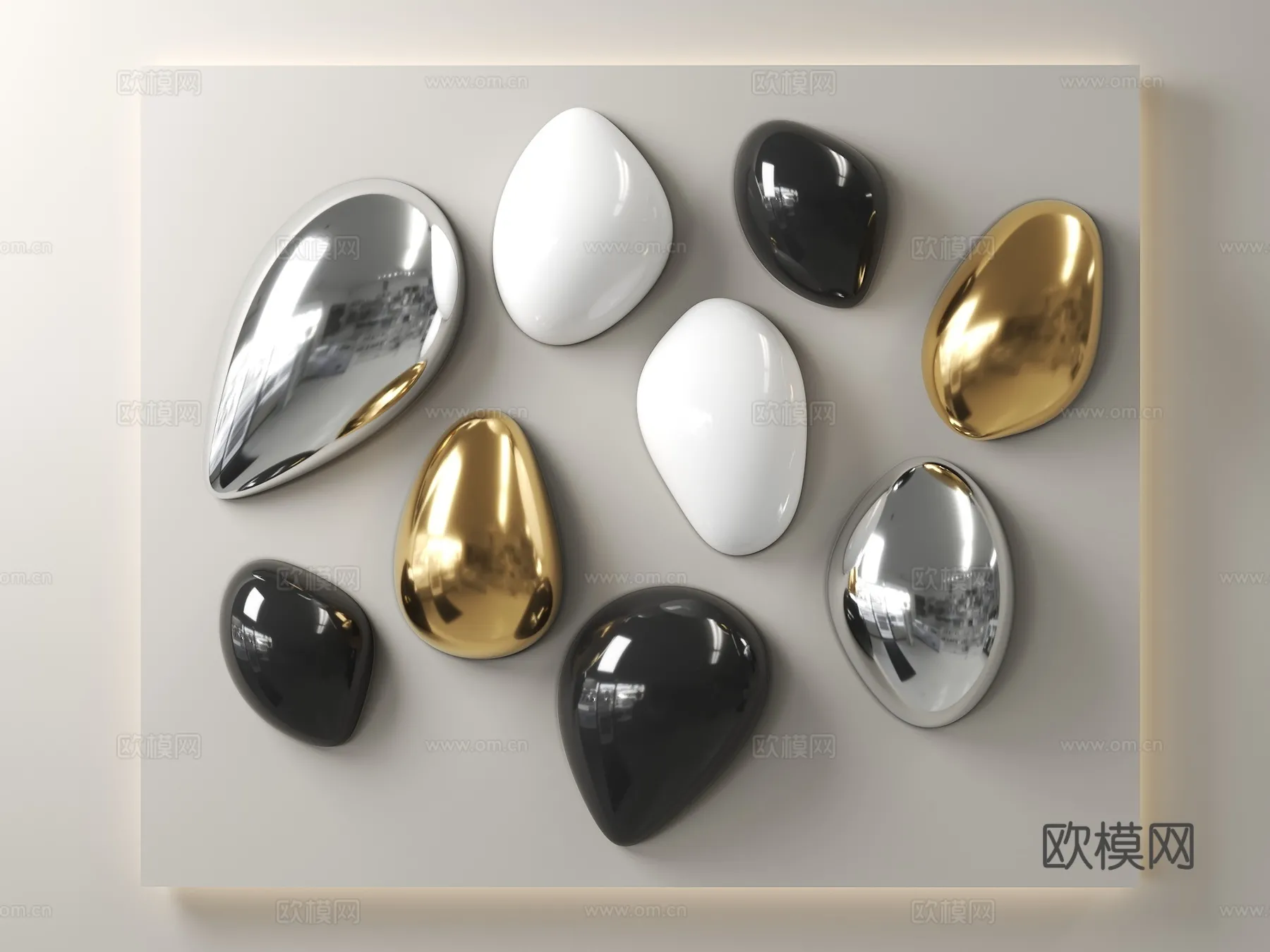 Wall Decoration 3D Models - Decor Sets - 069 - VRAY Render