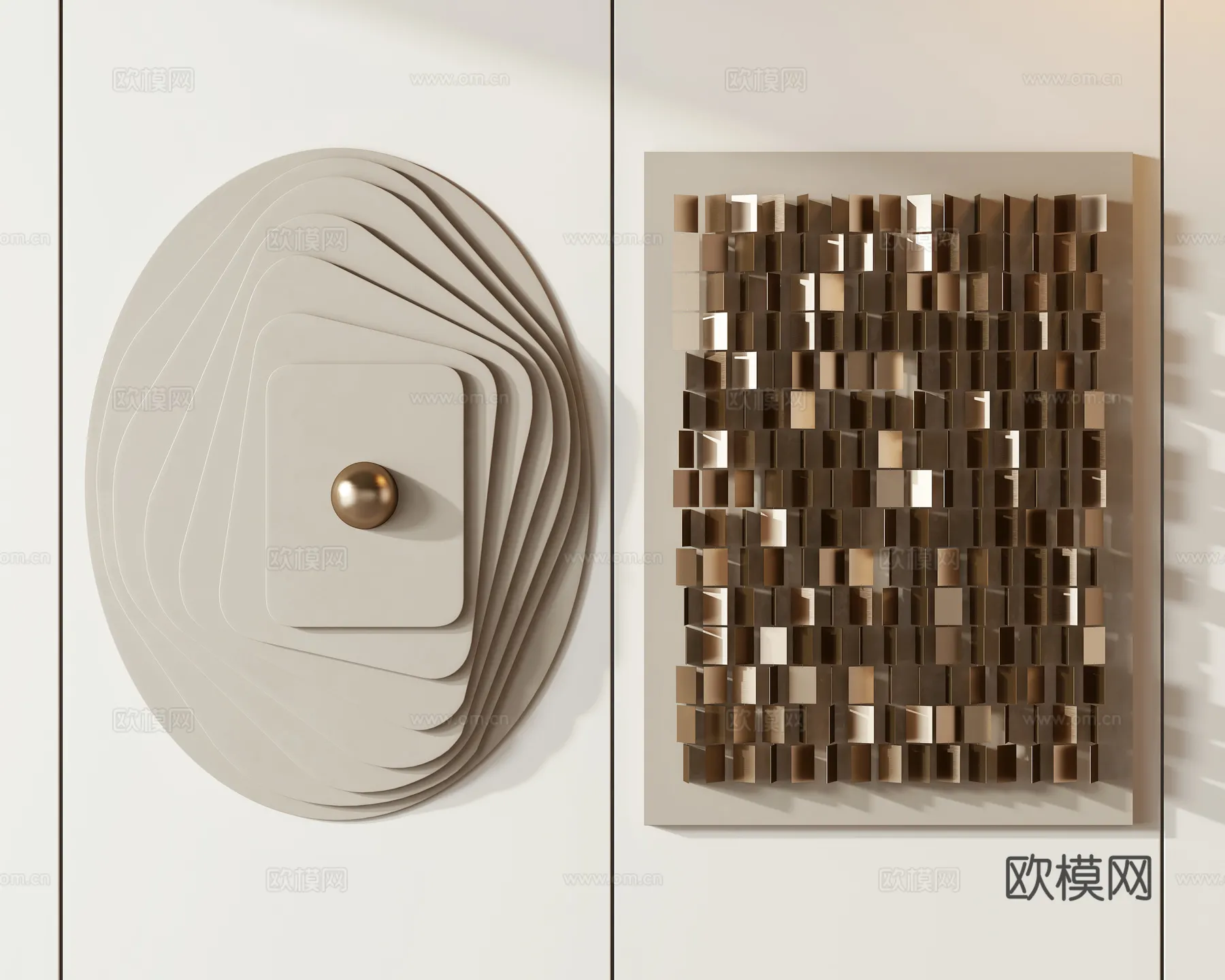 Wall Decoration 3D Models - Decor Sets - 072 - VRAY Render