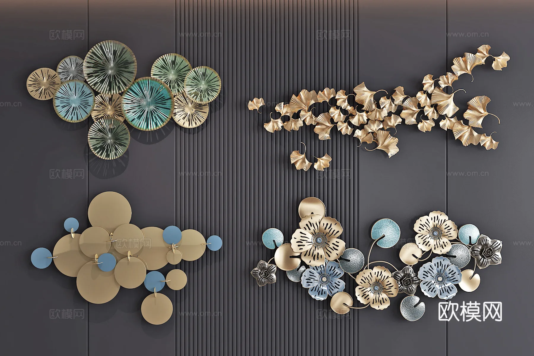 Wall Decoration 3D Models – Decor Sets – 090 – VRAY Render