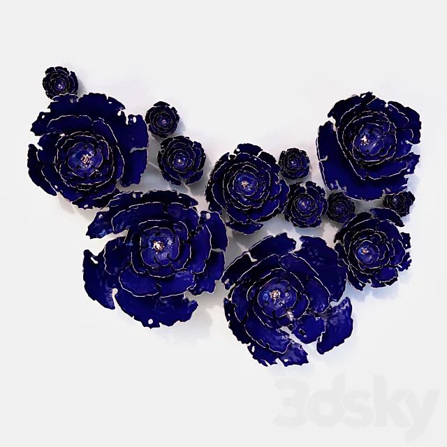 Wall decoration. ceramic peony flowers 3DModel